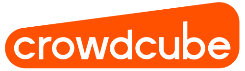 Orange and white Crowdcube branding graphic